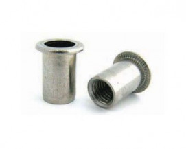 Nýtovací matice hladké, otevřené s plochou hlavou Nerez A2