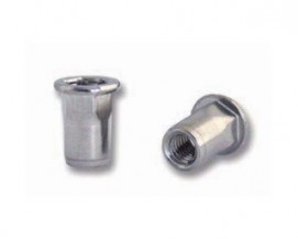 Částečně šestihranné nýtovací matice, otevřené s plochou hlavou Nerez A2