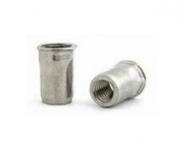 Částečně šestihranné nýtovací matice, otevřené s redukovanou hlavou Nerez A2