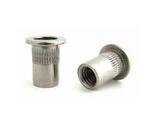 Nýtovací matice vroubkované, otevřené s plochou hlavou Nerez A2