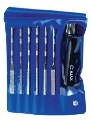 Sada diamantových jehlových pilníků šestidílná s držadlem