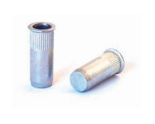 Nýtovací matice vroubkované, uzavřené s redukovanou hlavou Ocel Zinek bílý