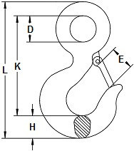 Hák s okem 320A Ocel Červený lak