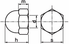 Kloboukové matice DIN 1587 Ocel Zinek bílý