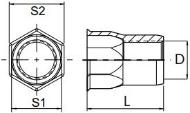 Částečně šestihranné nýtovací matice, otevřené s redukovanou hlavou pro palcové otvory Ocel Zinek bílý